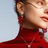 Red Velvet Ribbon Earrings