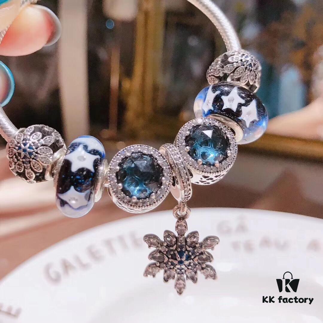 692fe0d699f2d84055c8b94c Pandora Starry Sky Blue Crystal Snowflake New Arrival!