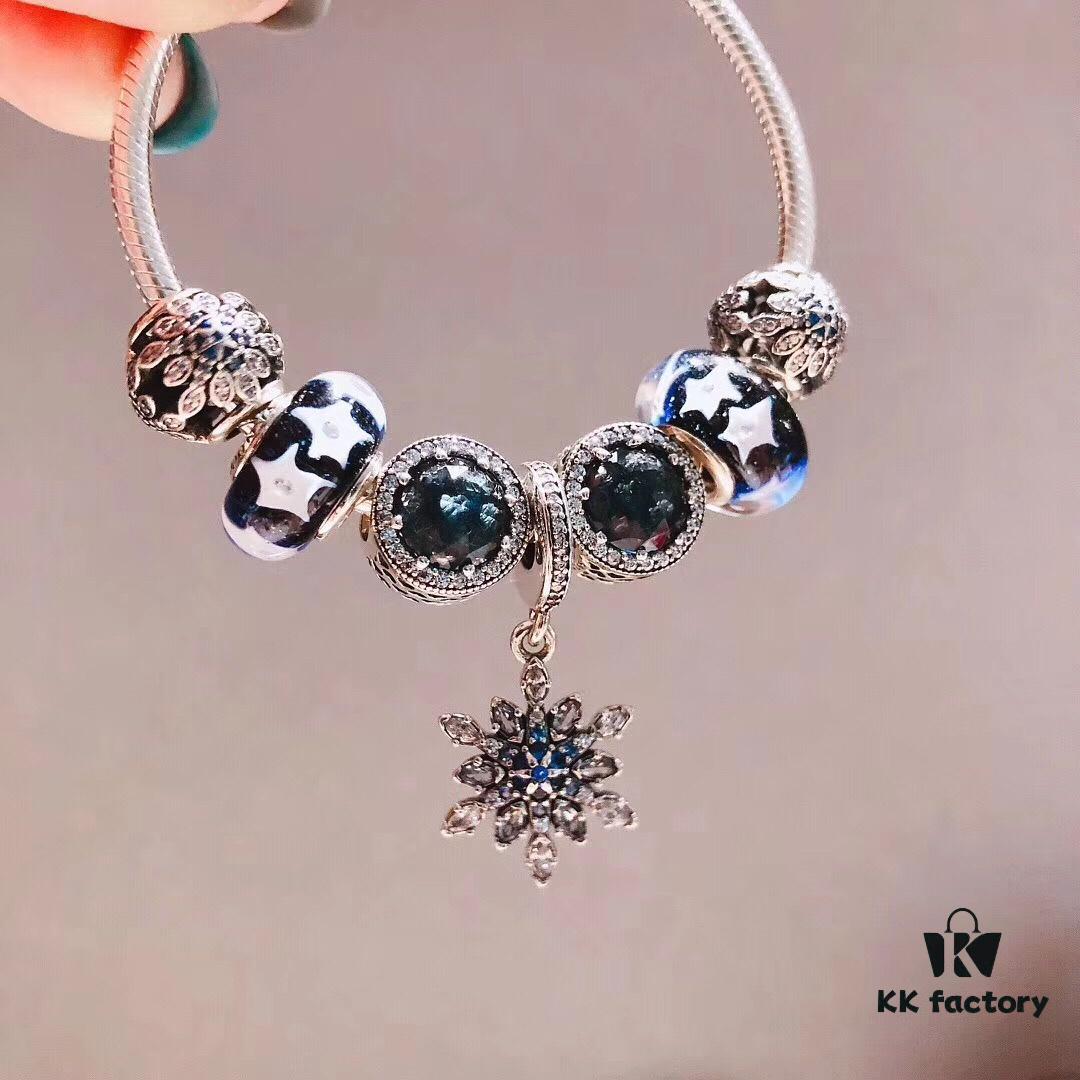 692fe0d699f2d84055c8b94d Pandora Starry Sky Blue Crystal Snowflake New Arrival!