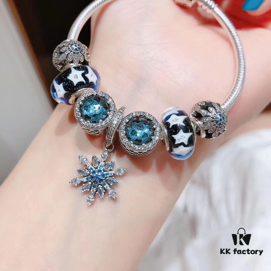 692fe0d799f2d84055c8b94e Pandora Starry Sky Blue Crystal Snowflake New Arrival!