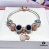 692fe0fa99f2d84055c8b989 Pandora Cool Black Rose Double Heart Dual Charm Bracelet - Premium Replica with Authentic Materials