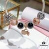 692fe0fa99f2d84055c8b98a Pandora Cool Black Rose Double Heart Dual Charm Bracelet - Premium Replica with Authentic Materials