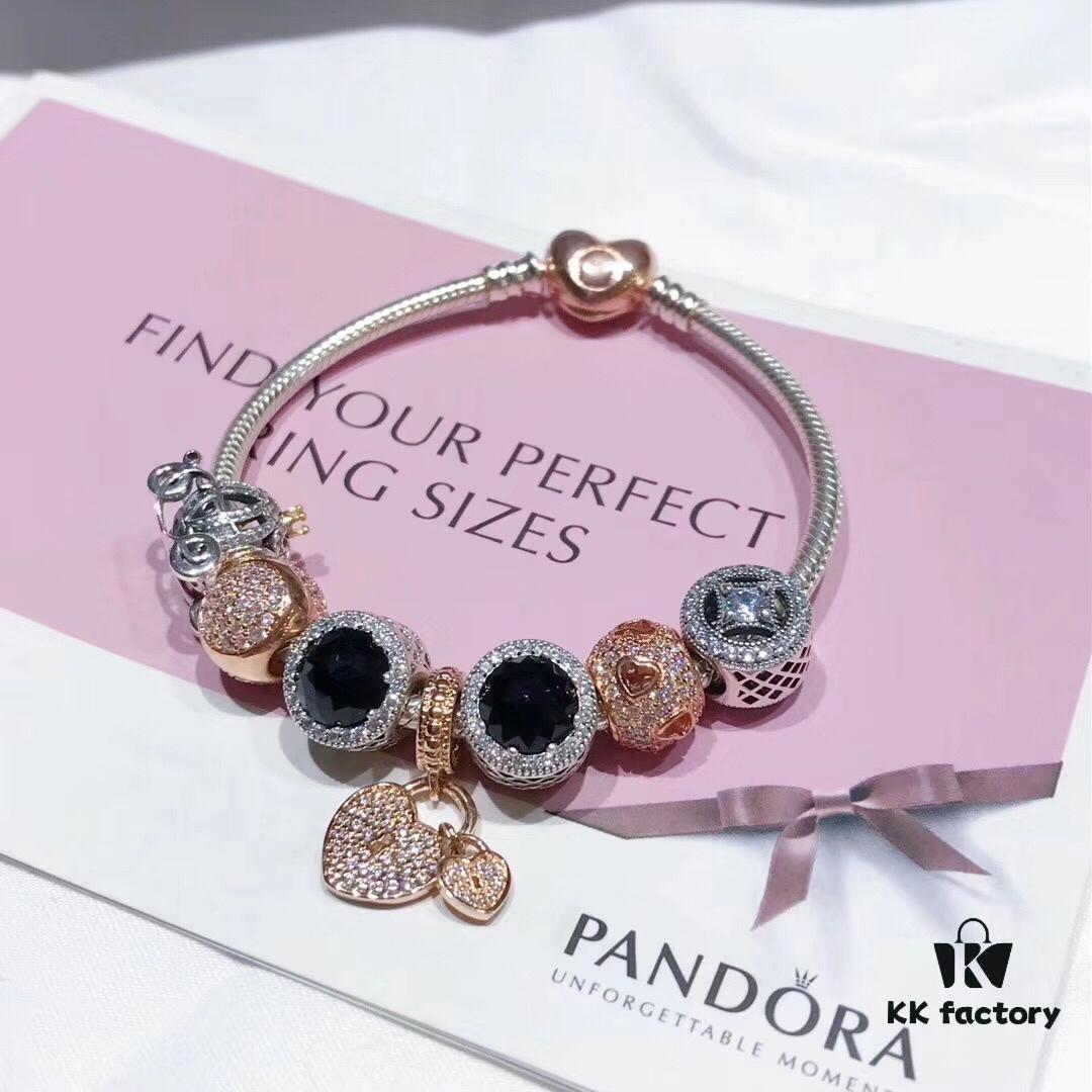 692fe0fb99f2d84055c8b98b Pandora Cool Black Rose Double Heart Dual Charm Bracelet - Premium Replica with Authentic Materials