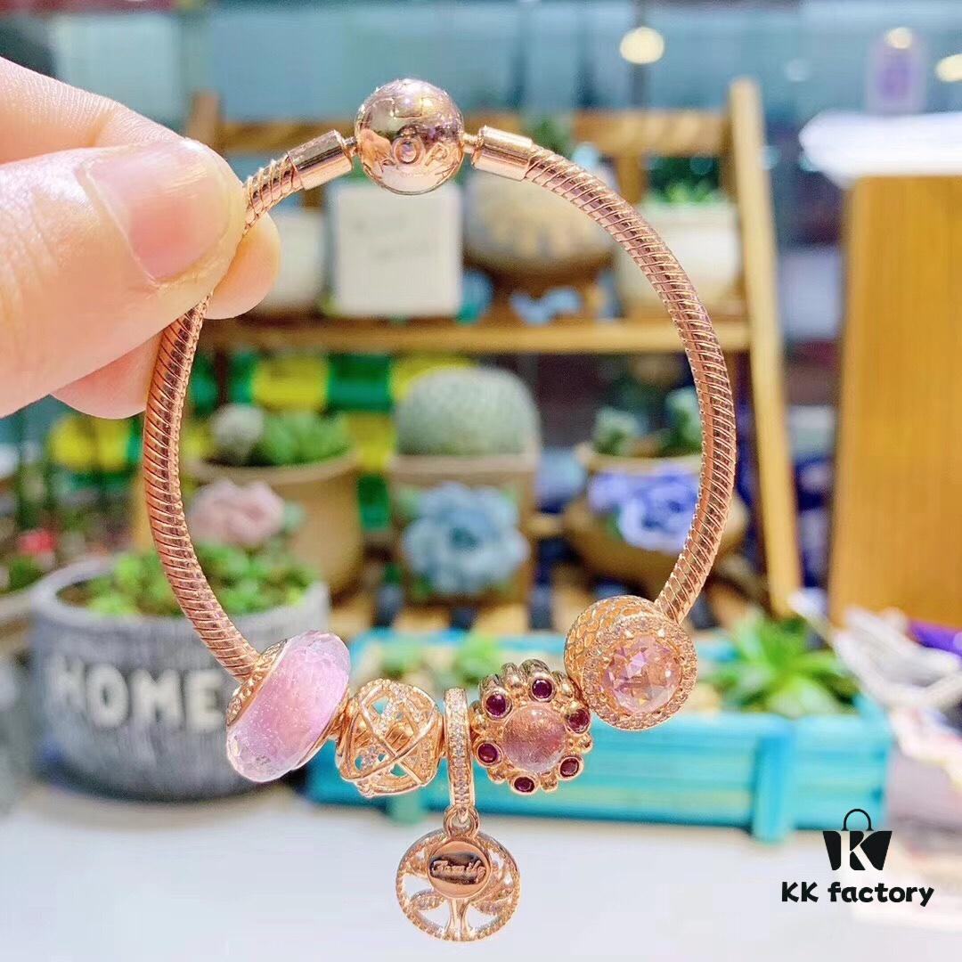 692fe0fc99f2d84055c8b98d Pandora Rose Olive Tree New Arrival, Rose Gold-Tone Bead with Pink Faceted Glass, Sparkling Pink Cat's Eye, Openwork Galaxy and Olive Tree Pendant, S925 Sterling Silver with Official Retail Packaging