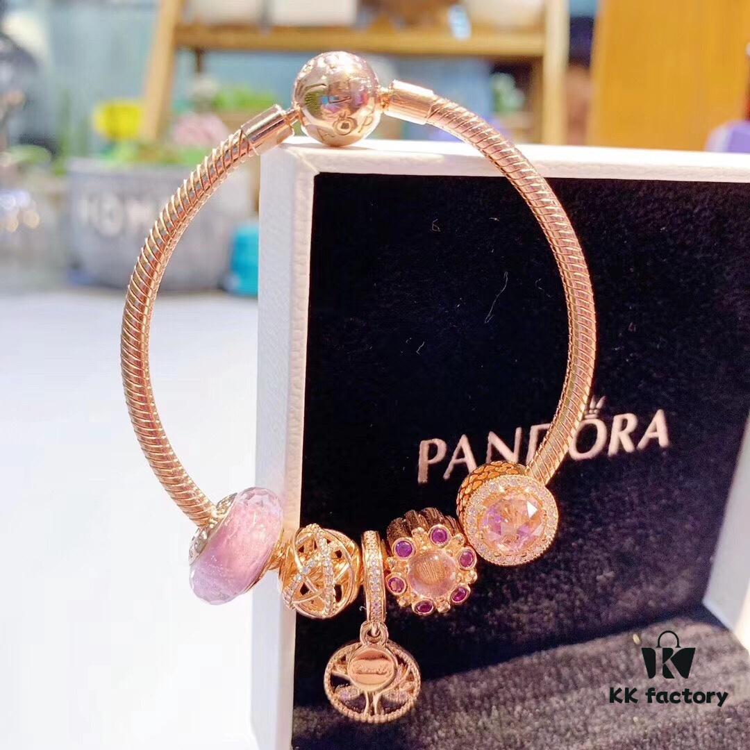 692fe0fe99f2d84055c8b98f Pandora Rose Olive Tree New Arrival, Rose Gold-Tone Bead with Pink Faceted Glass, Sparkling Pink Cat's Eye, Openwork Galaxy and Olive Tree Pendant, S925 Sterling Silver with Official Retail Packaging