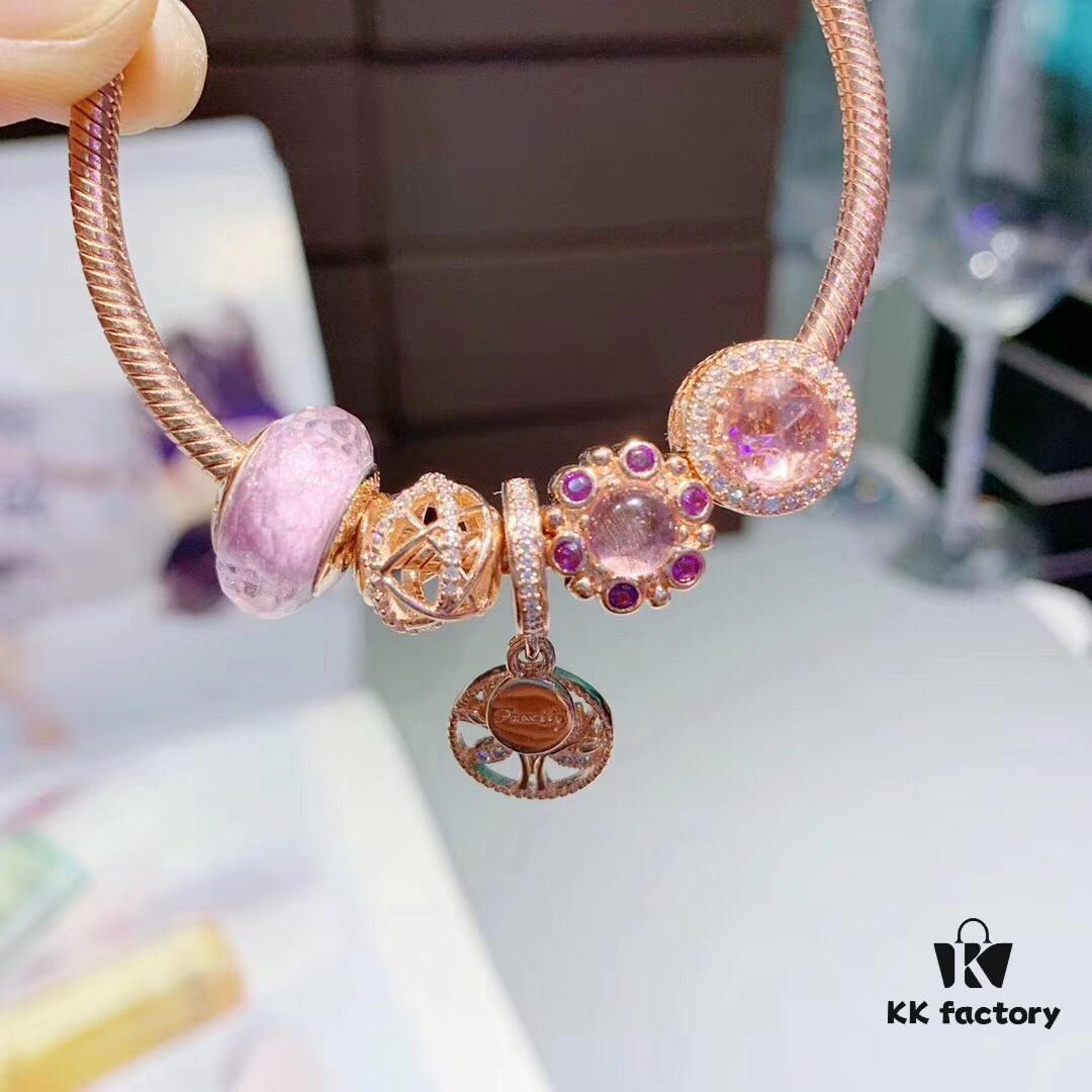 692fe0fe99f2d84055c8b990 Pandora Rose Olive Tree New Arrival, Rose Gold-Tone Bead with Pink Faceted Glass, Sparkling Pink Cat's Eye, Openwork Galaxy and Olive Tree Pendant, S925 Sterling Silver with Official Retail Packaging