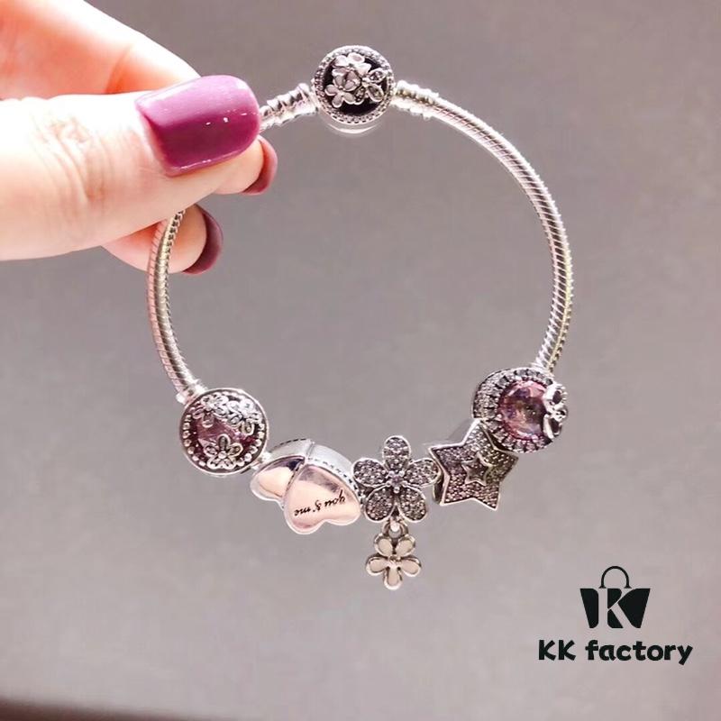 692fe0fe99f2d84055c8b991 Pandora Pandora Poetry Flower Blooming Cherry Blossom Cat's Eye Sparkling Pink Daisy Valentine's Day Dual Heart Star Pendant S925 Sterling Silver Jewelry