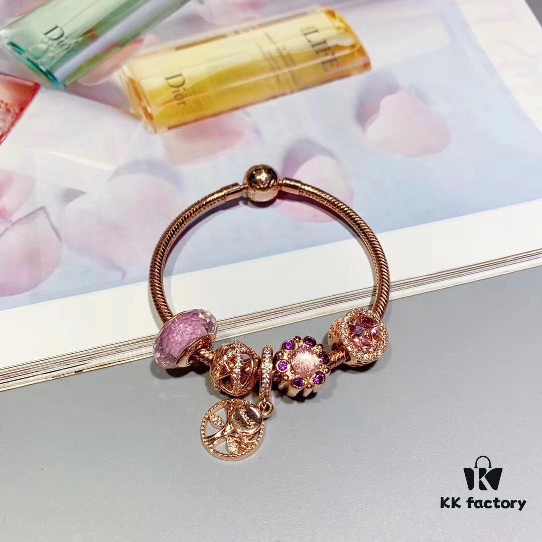 692fe0ff99f2d84055c8b992 Pandora Rose Olive Tree New Arrival, Rose Gold-Tone Bead with Pink Faceted Glass, Sparkling Pink Cat's Eye, Openwork Galaxy and Olive Tree Pendant, S925 Sterling Silver with Official Retail Packaging