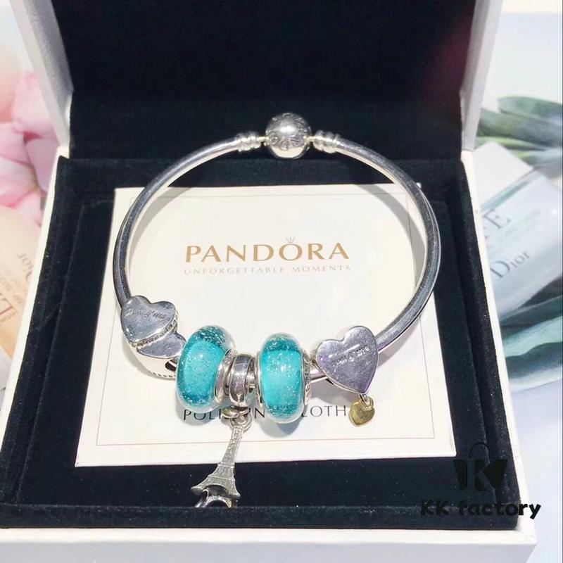 692fe10499f2d84055c8b99b Pandora Elegant Mint Green Eiffel Tower New Arrival! Night Glow Mint Glass Bead, Heart-to-Heart Charm, Eiffel Tower Pendant with S925 Silver