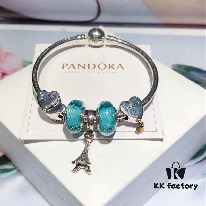 692fe10499f2d84055c8b99d Pandora Elegant Mint Green Eiffel Tower New Arrival! Night Glow Mint Glass Bead, Heart-to-Heart Charm, Eiffel Tower Pendant with S925 Silver