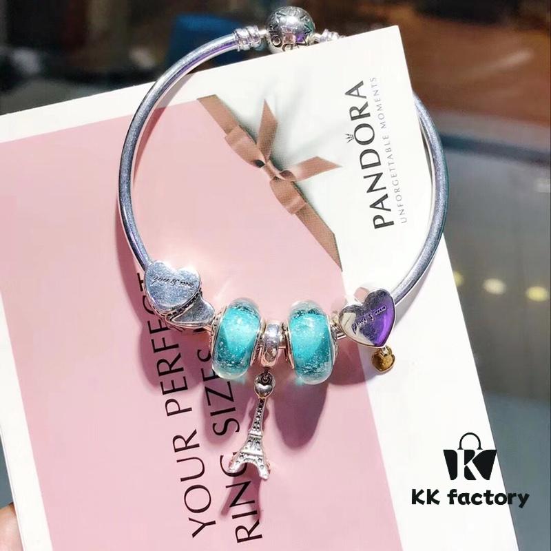 692fe10799f2d84055c8b99e Pandora Elegant Mint Green Eiffel Tower New Arrival! Night Glow Mint Glass Bead, Heart-to-Heart Charm, Eiffel Tower Pendant with S925 Silver