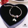 Pandora Rainbow Colorful New Arrival Hollow Gradual Heart Charm, S925 Silver Iridescent Bead with Boutique Packaging