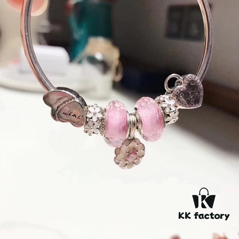 692fe11a99f2d84055c8b9bc Pandora Pandora Silver Wire Pink Flower Blossom 🌺 New Arrival! Made with Counter Materials, Perfect 1:1 Craftsmanship, Quality Comparable to Authentic Store! Silver Wire Pink Faceted Crystal, Cherry Blossom Spacer Beads, Heart-to-Heart 💕, Pink Diamond Flower Pendant, S925 Silver with Original Packaging!