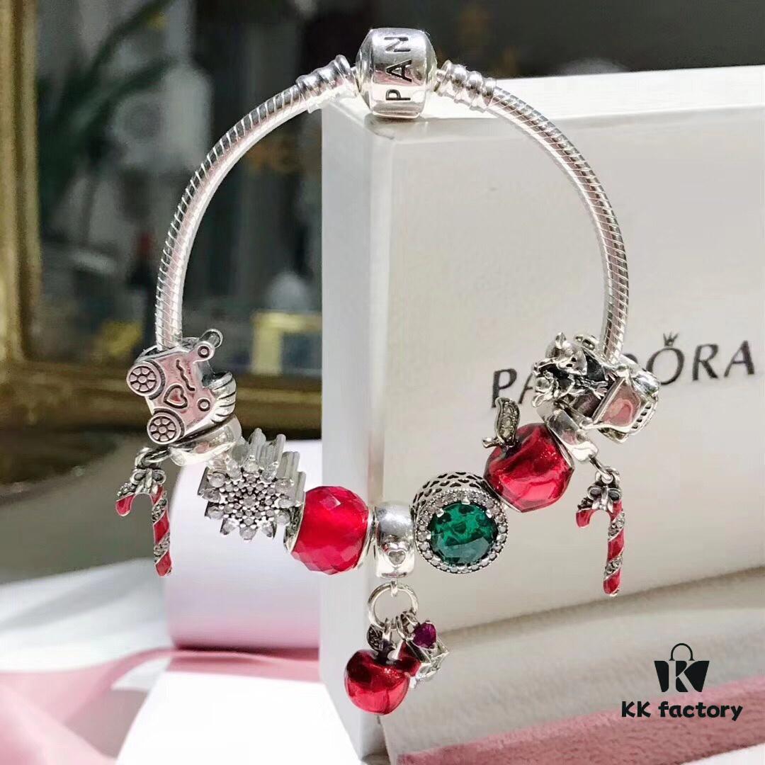 692fe13399f2d84055c8b9e7 Pandora Disney Snow White Apple and Heart Christmas Limited Edition Bracelet - Red and Green Color Block Design, Imitation Cabinet Quality with S925 Sterling Silver