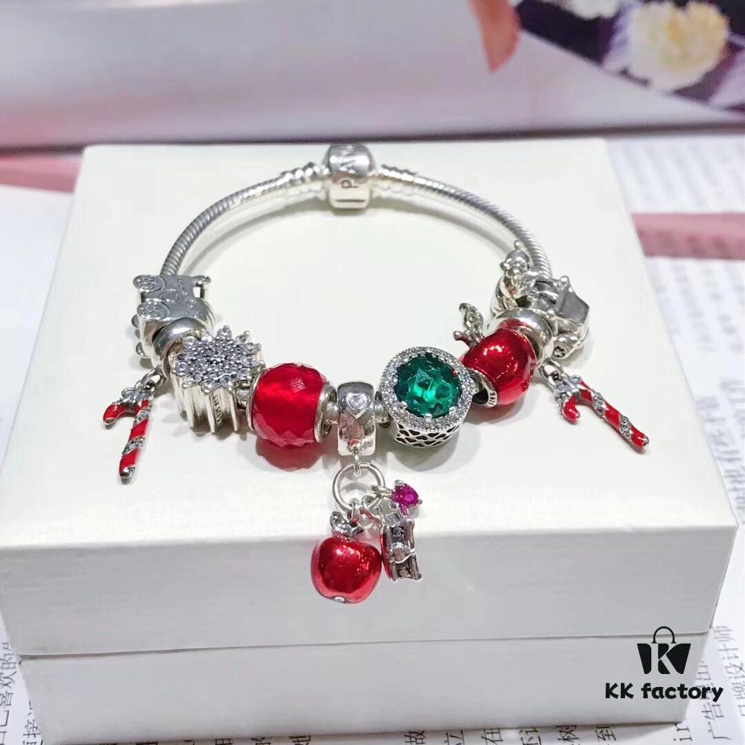692fe13499f2d84055c8b9e8 Pandora Disney Snow White Apple and Heart Christmas Limited Edition Bracelet - Red and Green Color Block Design, Imitation Cabinet Quality with S925 Sterling Silver