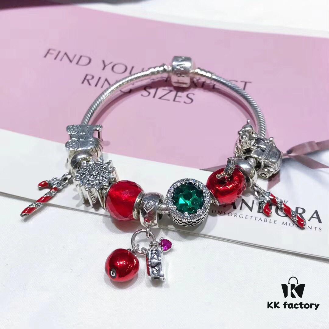 692fe13499f2d84055c8b9ea Pandora Disney Snow White Apple and Heart Christmas Limited Edition Bracelet - Red and Green Color Block Design, Imitation Cabinet Quality with S925 Sterling Silver