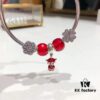 692fe13799f2d84055c8b9f0 Pandora Red God of Wealth New Arrival! Red Faceted Glass with Snowflake Bead and Four-Leaf Clover Clasp, S925 Silver