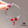 692fe13899f2d84055c8b9f3 Pandora Red God of Wealth New Arrival! Red Faceted Glass with Snowflake Bead and Four-Leaf Clover Clasp, S925 Silver