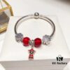 692fe13999f2d84055c8b9f4 Pandora Red God of Wealth New Arrival! Red Faceted Glass with Snowflake Bead and Four-Leaf Clover Clasp, S925 Silver