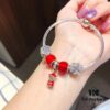 692fe13999f2d84055c8b9f7 Pandora Red God of Wealth New Arrival! Red Faceted Glass with Snowflake Bead and Four-Leaf Clover Clasp, S925 Silver