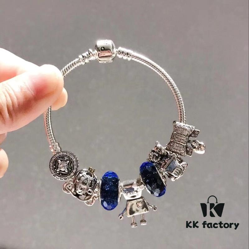 692fe14399f2d84055c8ba0c Pandora Pandora Blue Bella New Arrival! Made with counter materials, perfectly crafted one-to-one, quality comparable to official store! Sparkling blue faceted glass, fairy tale pumpkin carriage, lucky coin charm, fully diamond-encrusted 'cure-all', Mickey car 🚗, paired with robot 🤖️ Bella pendant. S925 silver comes with official packaging! 🍃🌺