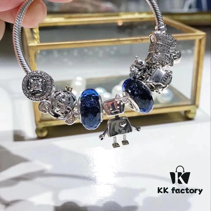 692fe14499f2d84055c8ba0f Pandora Pandora Blue Bella New Arrival! Made with counter materials, perfectly crafted one-to-one, quality comparable to official store! Sparkling blue faceted glass, fairy tale pumpkin carriage, lucky coin charm, fully diamond-encrusted 'cure-all', Mickey car 🚗, paired with robot 🤖️ Bella pendant. S925 silver comes with official packaging! 🍃🌺