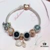 692fe15e99f2d84055c8ba43 Pandora Cool Black Rose Double Heart Dual Charm Bracelet - Premium Replica with Authentic Materials