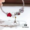692fe17099f2d84055c8ba65 Pandora Pandora Colorful World New Arrival! White Faceted Glass, Sparkling Diamond-Cut Cat Eye Bead, Color-Block Smiling Lip Charm Paired with Valentine's Day Heart Enamel Bead and Romantic Eiffel Tower Pendant, Made with S925 Silver and Official Packaging