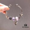 Pandora Pink and Purple Two-Tone Sparkling Diamond Love New Arrival! S925 Sterling Silver with Boutique Packaging