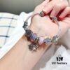 Pandora Pink and Purple Two-Tone Sparkling Diamond Love New Arrival! S925 Sterling Silver with Boutique Packaging
