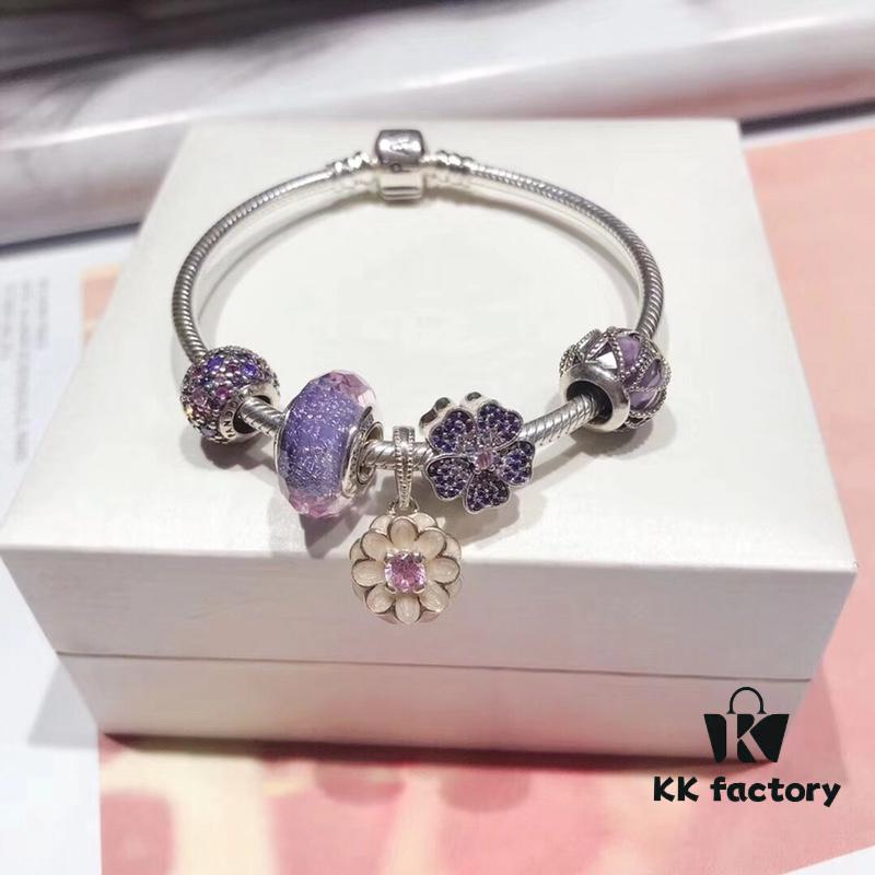 692fe18599f2d84055c8ba90 Pandora Pandora Silver Wire Purple Flower New Arrival! Highest Quality Available, Compatible with Official Counter Cleaning! Made with Cabinet Materials, Perfect 1:1 Craftsmanship! Imported Original Purple Glass from Thailand 🇹🇭, Sparkling Diamond Beads, Shiny Full-Paved Purple Five-Petal Flower, Purple Lace-Covered Ball Pendant. S925 Silver Comes with Official Packaging!