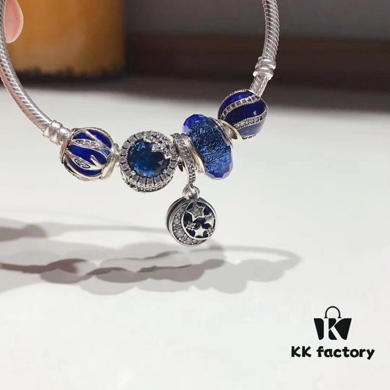 692fe18799f2d84055c8ba95 Pandora Pandora Blue Star and Moon New Arrival! Highest Quality on Market, Supports Counter Cleaning! Made with Authentic Counter Materials, Perfect 1:1 Craftsmanship! Imported Thai Original Silver Wire with Brilliant Blue Cat's Eye Snowflake Beads, Light of Love Bead, Blue Lucky Charm Bead, Star and Moon Pendant. S925 Silver with Official Packaging!