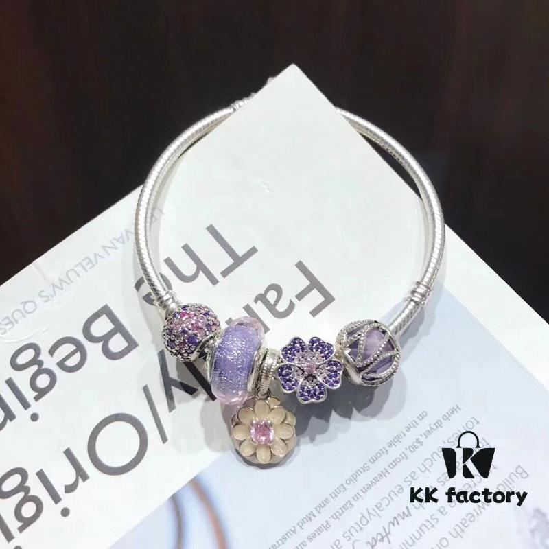 692fe18a99f2d84055c8ba9d Pandora Pandora Silver Wire Purple Flower New Arrival! Highest Quality Available, Compatible with Official Counter Cleaning! Made with Cabinet Materials, Perfect 1:1 Craftsmanship! Imported Original Purple Glass from Thailand 🇹🇭, Sparkling Diamond Beads, Shiny Full-Paved Purple Five-Petal Flower, Purple Lace-Covered Ball Pendant. S925 Silver Comes with Official Packaging!