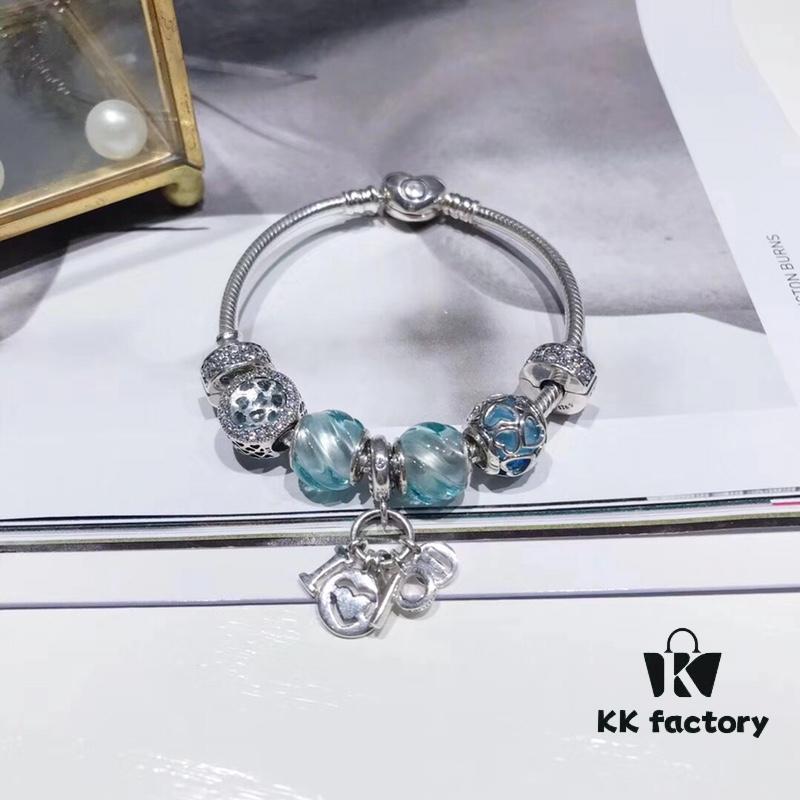 692fe18c99f2d84055c8baa5 Pandora Pandora Ocean Blue Twist Love New Arrival! Made with counter materials, perfectly crafted one-to-one, quality comparable to official counter! Ocean blue striped glass, ocean blue entwined love, ocean blue cat's eye, full diamond positioned clasp, I love you flashing diamond pendant, S925 silver comes with official counter packaging!