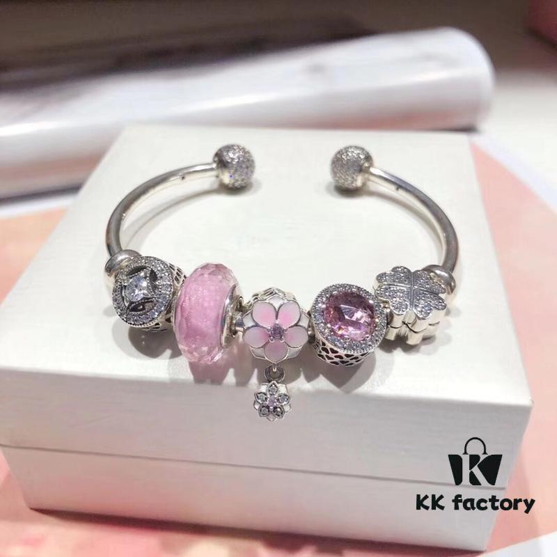 692fe19d99f2d84055c8bad1 Pandora Pandora Silver Wire Pink Peach Blossom 🌺 New Arrival! Made with counter materials, perfectly crafted one-to-one, quality comparable to official store!
