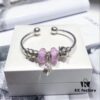 692fe1a399f2d84055c8badf Pandora Afternoon Tea Collection - Elegant Purple Glow Bead with Heart Bow, Teapot Fairy, and Pink Cup Design