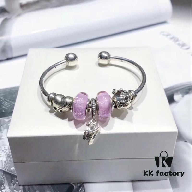 692fe1a399f2d84055c8badf Pandora Afternoon Tea Collection - Elegant Purple Glow Bead with Heart Bow, Teapot Fairy, and Pink Cup Design