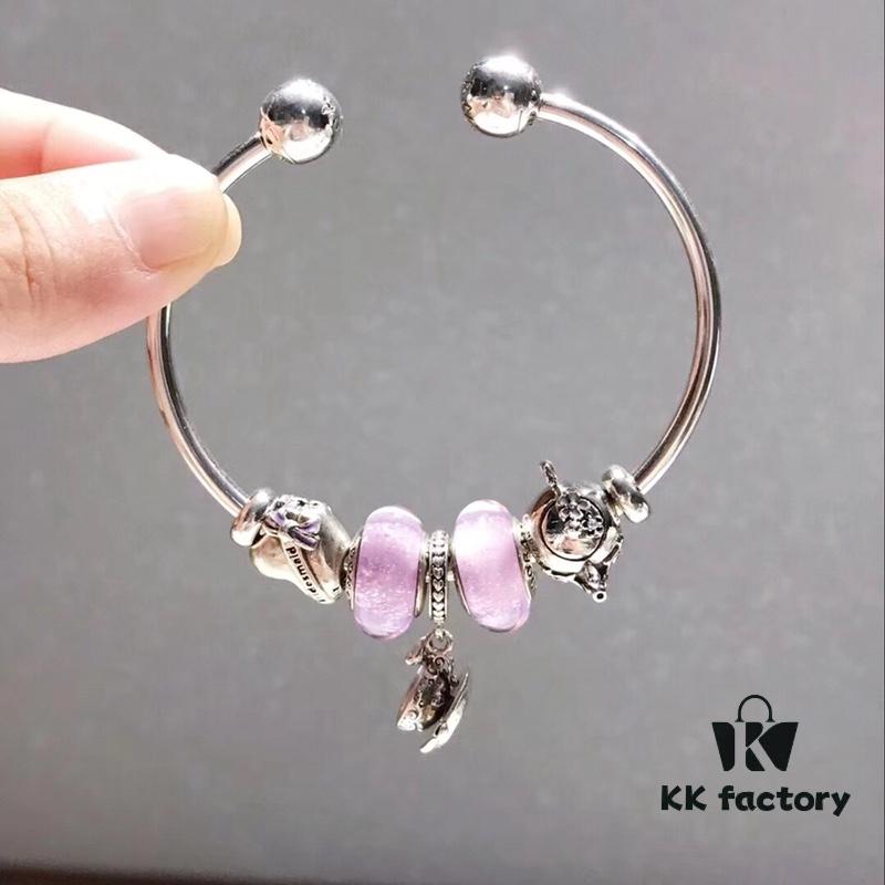 692fe1af99f2d84055c8baf9 Pandora Afternoon Tea Collection - Elegant Purple Glow Bead with Heart Bow, Teapot Fairy, and Pink Cup Design