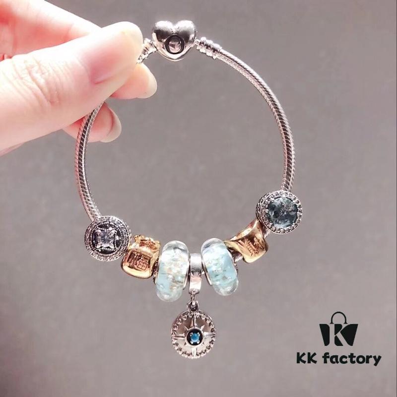 692fe1af99f2d84055c8bafa Pandora Pandora Gold Thread Light Mint North Star New Arrival! Made with counter materials, perfectly crafted one-to-one, quality comparable to counter products! A bag full of happiness, wealth-attracting money pouch, coin bead mint cat's eye, North Star pendant, S925 silver with original counter packaging!