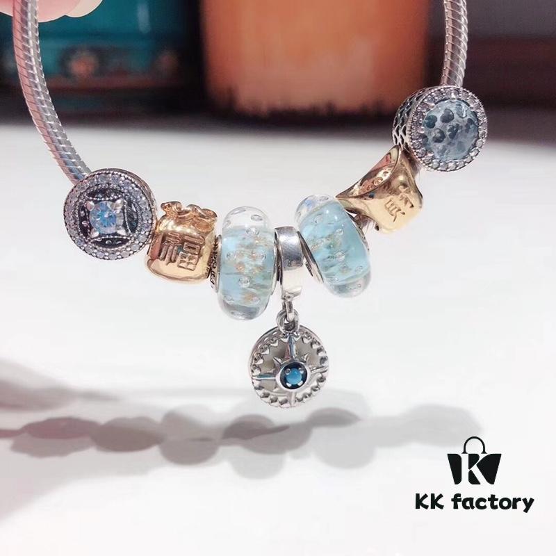 692fe1b199f2d84055c8bafc Pandora Pandora Gold Thread Light Mint North Star New Arrival! Made with counter materials, perfectly crafted one-to-one, quality comparable to counter products! A bag full of happiness, wealth-attracting money pouch, coin bead mint cat's eye, North Star pendant, S925 silver with original counter packaging!
