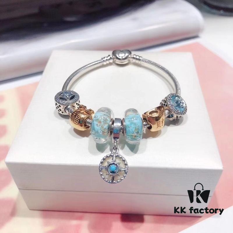 692fe1b299f2d84055c8baff Pandora Pandora Gold Thread Light Mint North Star New Arrival! Made with counter materials, perfectly crafted one-to-one, quality comparable to counter products! A bag full of happiness, wealth-attracting money pouch, coin bead mint cat's eye, North Star pendant, S925 silver with original counter packaging!