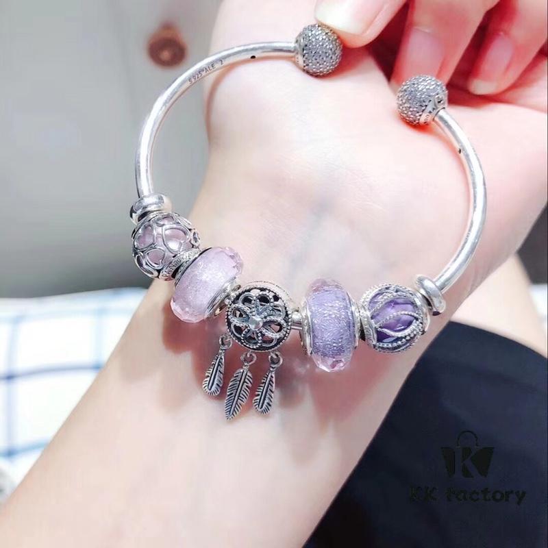 692fe1c599f2d84055c8bb30 Pandora Pandora Silver Wire Pink and Purple Dreamcatcher Pendant - New Arrival, High-End Replication with Authentic Materials