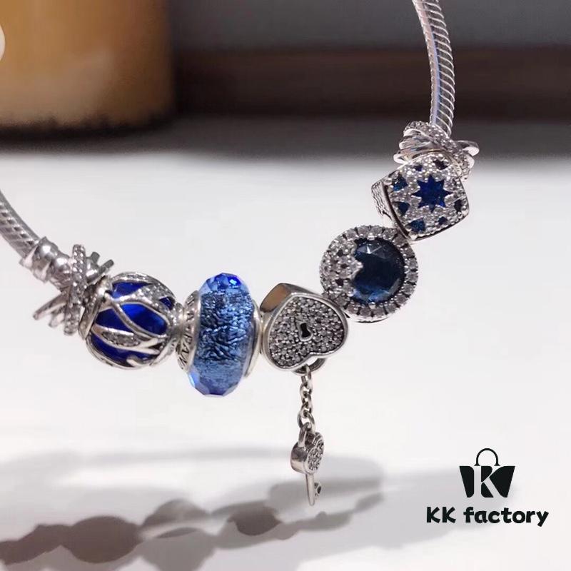 692fe1c899f2d84055c8bb37 Pandora Pandora Silver Wire Blue Opal Key New Arrival! Top Quality on Market, Compatible with Official Store Cleaning! Made with One-to-One Perfect Craftsmanship Using Counter Materials! Imported Original Thai Silver Wire and Blue Glass, Sparkling Shine, Beauty of Glaciers, Heart-Shaped Key, S925 Silver with Official Packaging!
