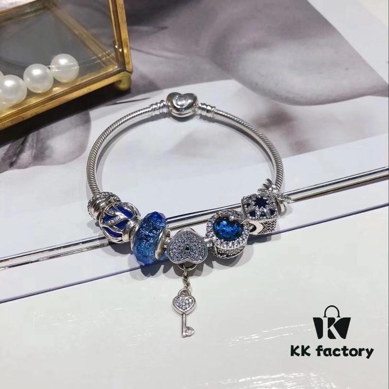 692fe1c999f2d84055c8bb3c Pandora Pandora Silver Wire Blue Opal Key New Arrival! Top Quality on Market, Compatible with Official Store Cleaning! Made with One-to-One Perfect Craftsmanship Using Counter Materials! Imported Original Thai Silver Wire and Blue Glass, Sparkling Shine, Beauty of Glaciers, Heart-Shaped Key, S925 Silver with Official Packaging!