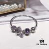 692fe1d099f2d84055c8bb50 Pandora Purple Bauhinia Flower Pendant with Silver Wire and Deep Purple Cat's Eye Glass Cabochon, Thai Imported High-Grade Sparkling Glass, S925 Sterling Silver, Comes with Retail Packaging