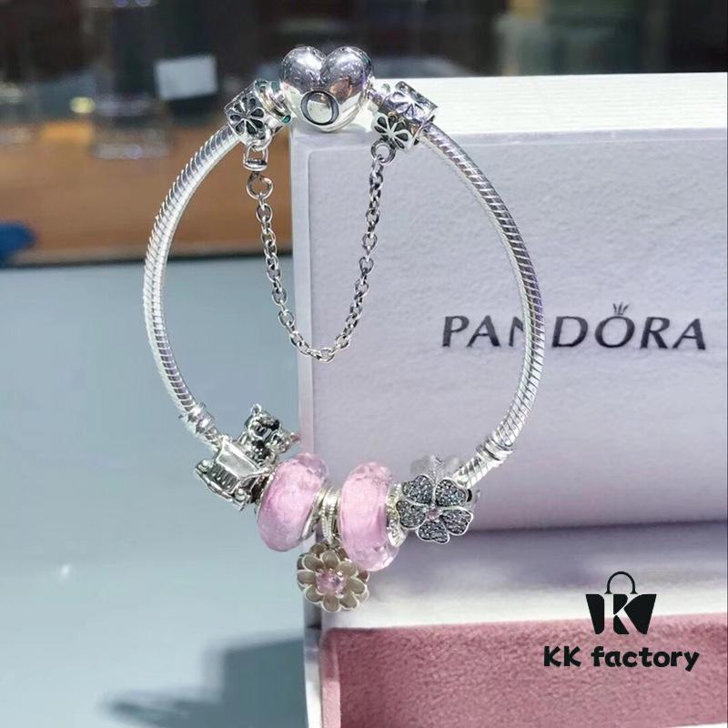 692fe1d799f2d84055c8bb61 Pandora Disney Mickey Mouse Pink Enamel Flower Charm Bracelet - High-Quality Replica with S925 Sterling Silver