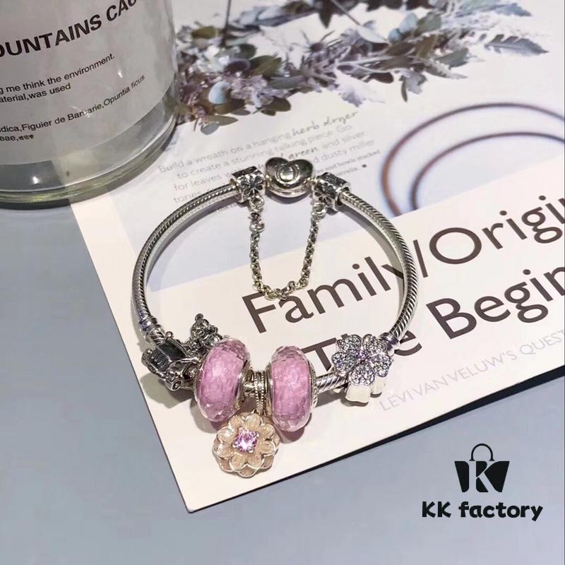 692fe1d899f2d84055c8bb64 Pandora Disney Mickey Mouse Pink Enamel Flower Charm Bracelet - High-Quality Replica with S925 Sterling Silver