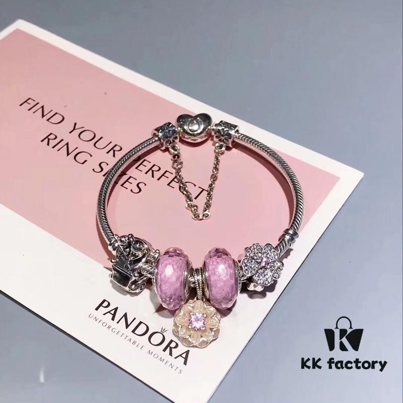 692fe1d899f2d84055c8bb65 Pandora Disney Mickey Mouse Pink Enamel Flower Charm Bracelet - High-Quality Replica with S925 Sterling Silver