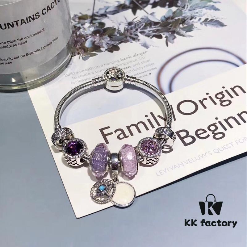 692fe1df99f2d84055c8bb75 Pandora Imitation Level: Two-Tone Romantic Pink-Purple North Star New Arrival! Silver Wire with Pink-Purple Faceted Glass, Sparkling Pink-Purple Cat's Eye, North Star Pendant, S925 Silver with Original Retail Packaging!