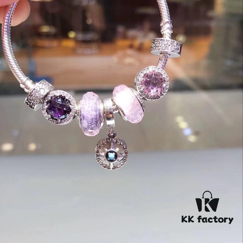 692fe1e199f2d84055c8bb7b Pandora Imitation Level: Two-Tone Romantic Pink-Purple North Star New Arrival! Silver Wire with Pink-Purple Faceted Glass, Sparkling Pink-Purple Cat's Eye, North Star Pendant, S925 Silver with Original Retail Packaging!
